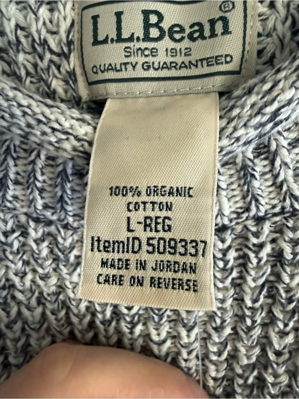 L.L.Bean Men's Organic Cotton Waffle Rollneck Crew Sweater Size Large